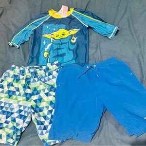 Eddie Bauer Blue & Yellow Kids Swim Rashguard Set with Character Graphic